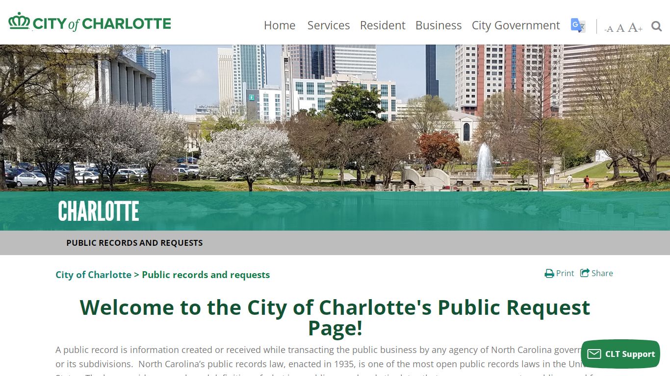 Public records and requests > Home - City of Charlotte